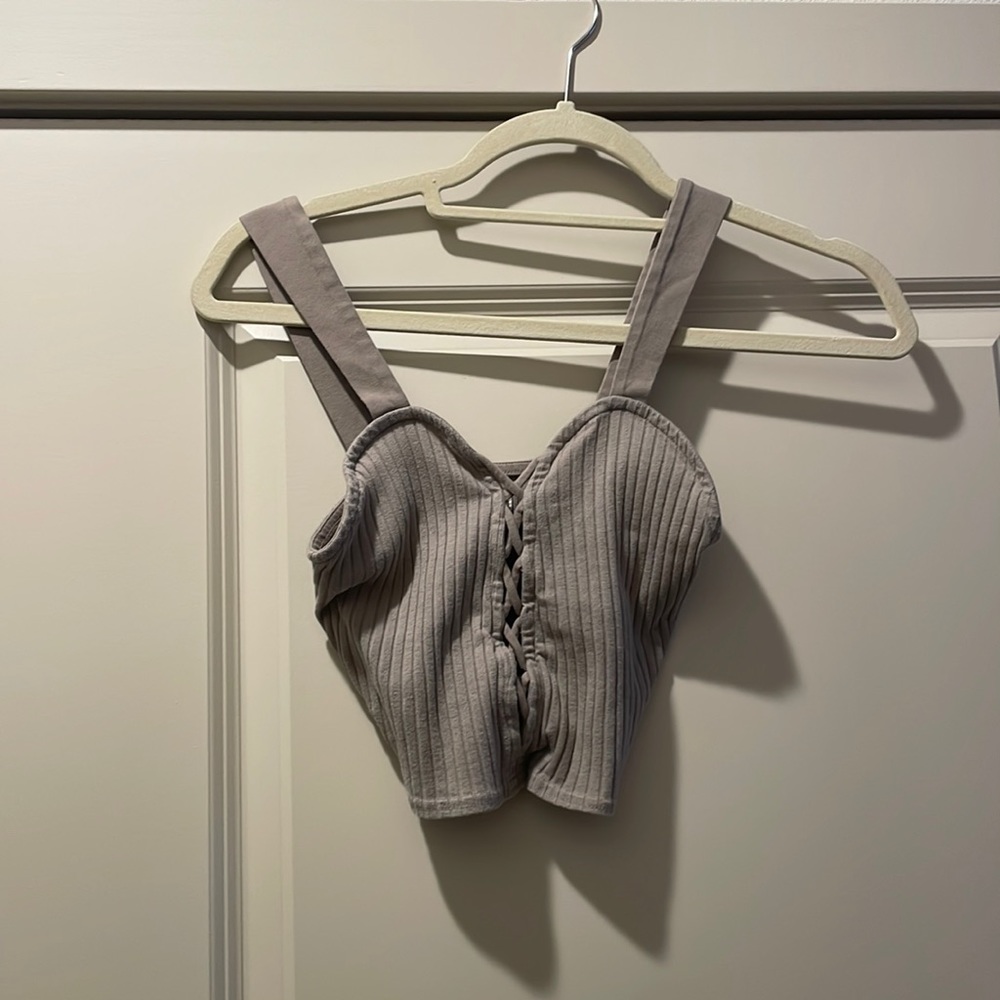 Mauve/Grey stretchy crop top from Urban Outfitters